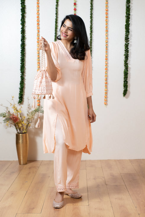 PEACH POTLI DRESS