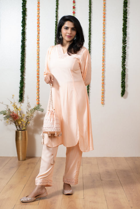 PEACH POTLI DRESS