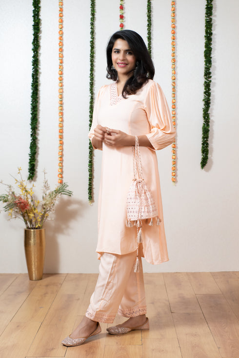 PEACH POTLI DRESS