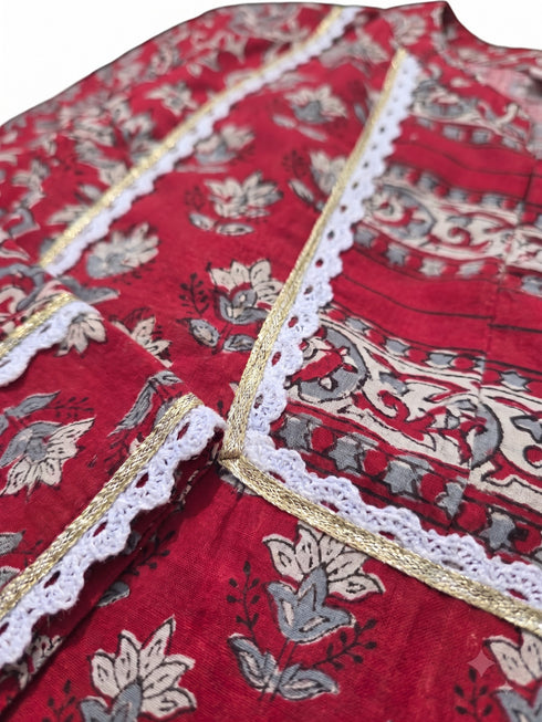 Red Floral Printed Farsi Set