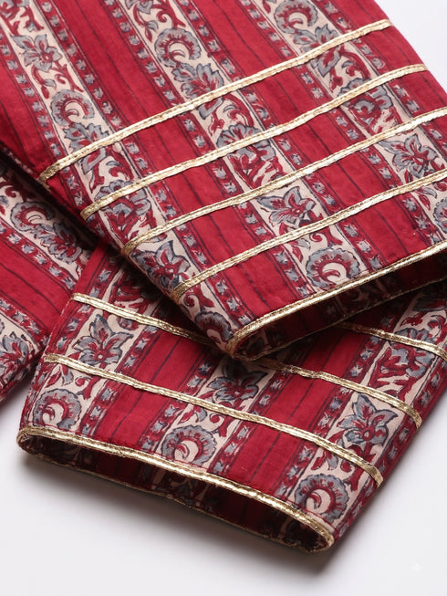 Red Floral Printed Farsi Set