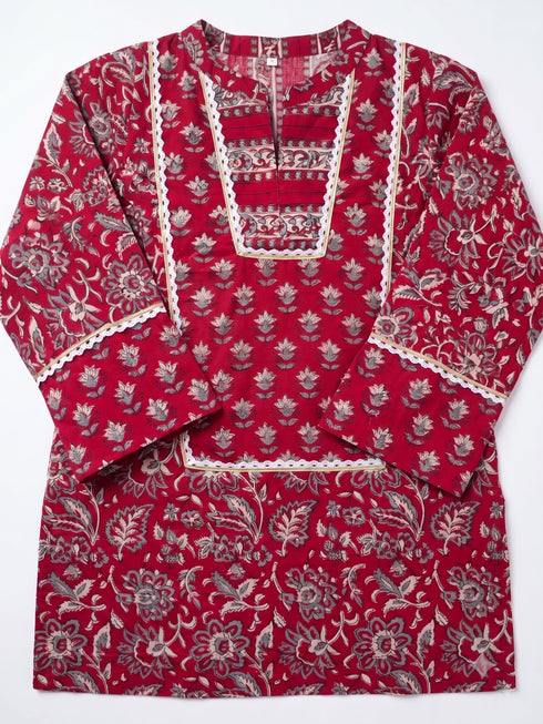 Red Floral Printed Farsi Set
