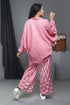 Designer Pink Ikat Women Coord Set, Black View