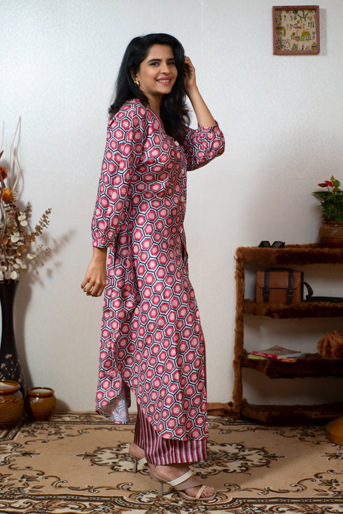 HONEY COMB SLIT COORD SET