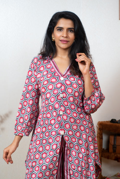 HONEY COMB SLIT COORD SET