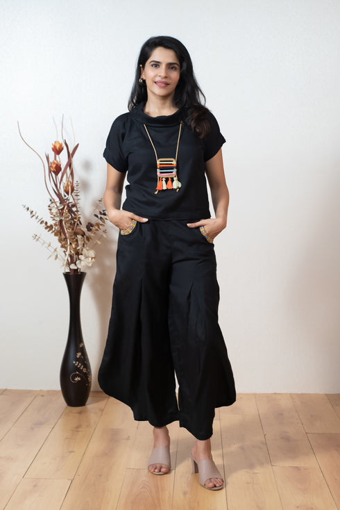 Black Coord Set With Neck Piece, Front