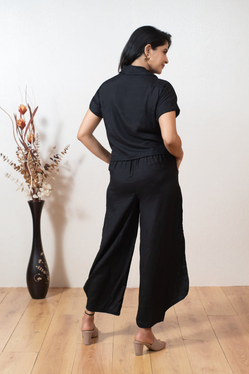 Black Coord Set With Neck Piece , Back view