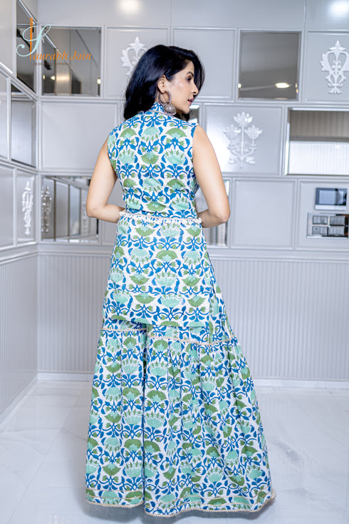 FLORAL GARARA SET WITH POTLI