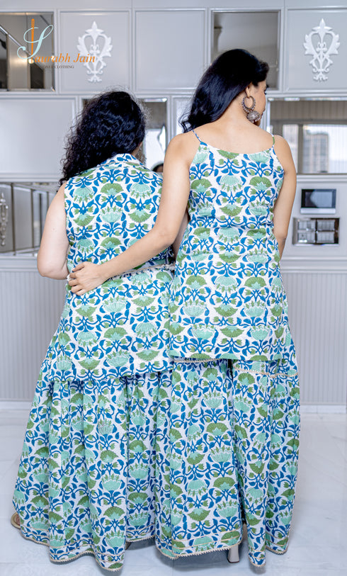 FLORAL GARARA SET WITH POTLI