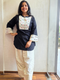 Women's Black Printed Kurta with Checkered Patiala Pant Co-ord Set