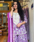 Purple Paisley Printed Cotton Kurta with Tiered Skirt