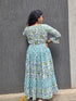 Blue Green Jaipuri Tier Dress