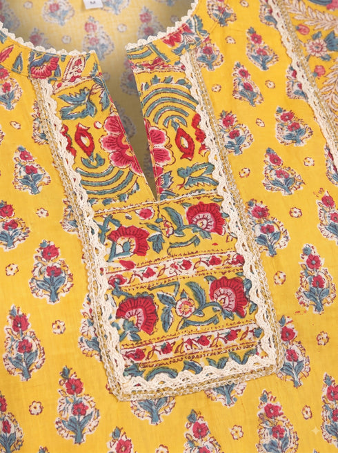 Yellow Floral Printed Farsi Set