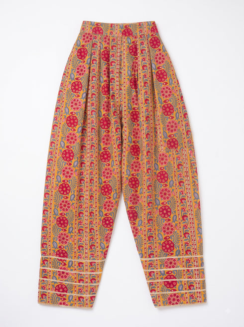 Yellow Floral Printed Farsi Set