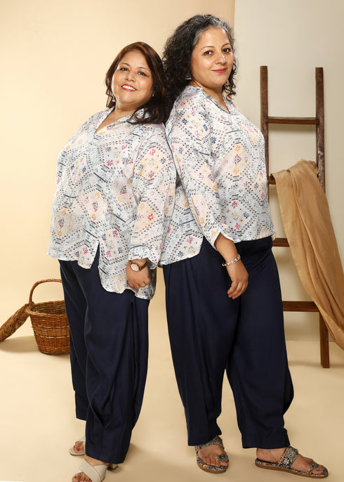 WHITE AND BLUE COORD SET