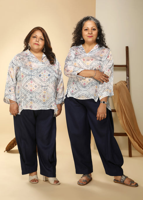 WHITE AND BLUE COORD SET