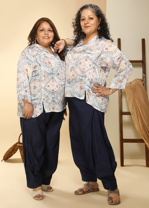 WHITE AND BLUE COORD SET