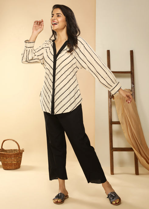 BLACK AND BEIGE COORD SET