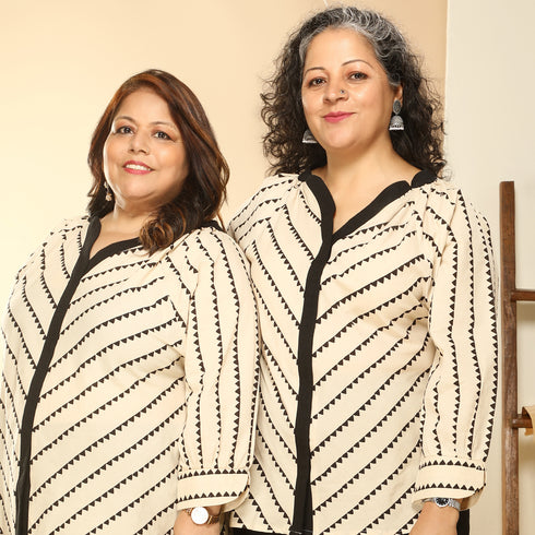 BLACK AND BEIGE COORD SET