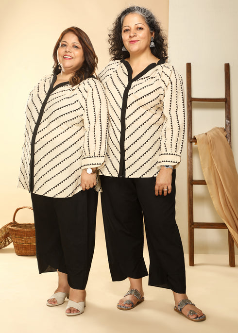 BLACK AND BEIGE COORD SET