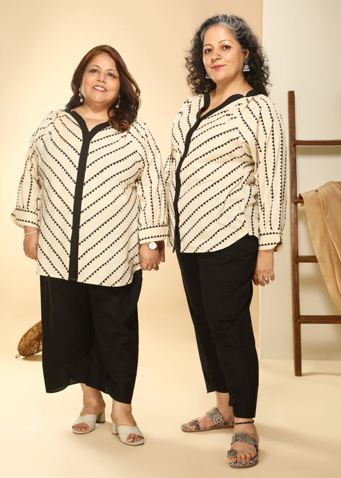 BLACK AND BEIGE COORD SET