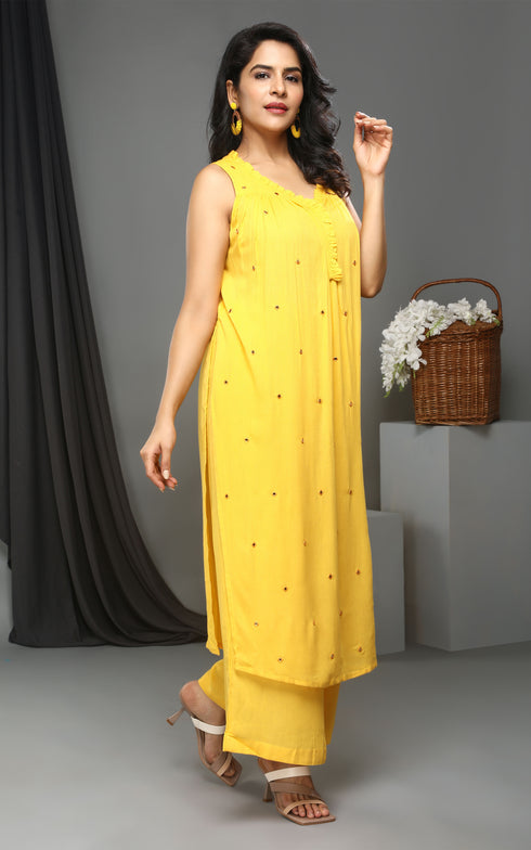 LEMON YELLOW KURTA/PANT