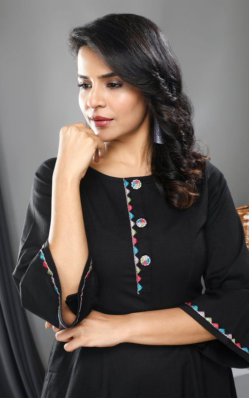 Black Formal Women Coord Set, close View