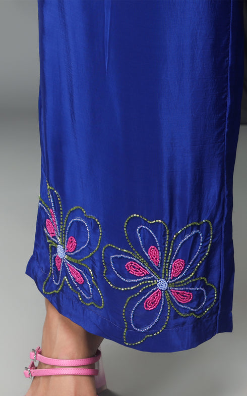 ROYAL BLUE HAND EMBROIDERY COORD SET