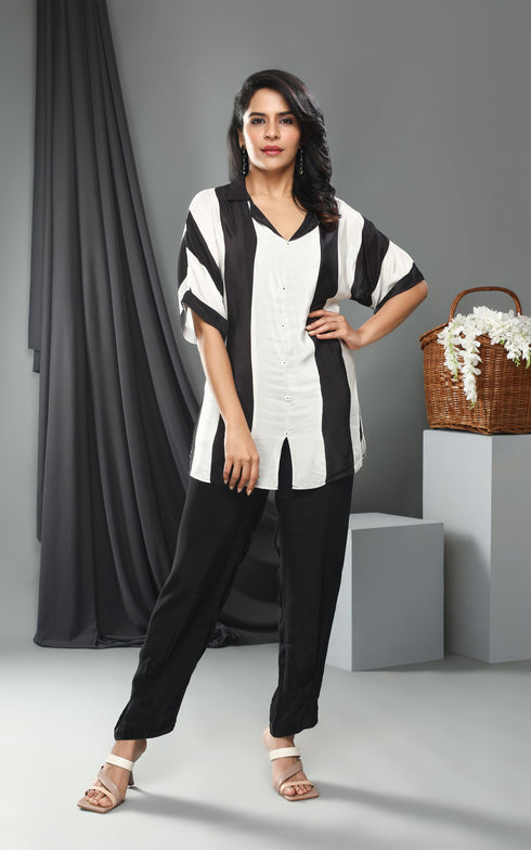 BLACK AND WHITE COORD SET