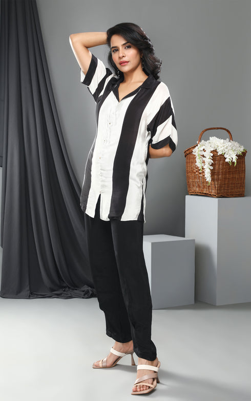 BLACK AND WHITE COORD SET