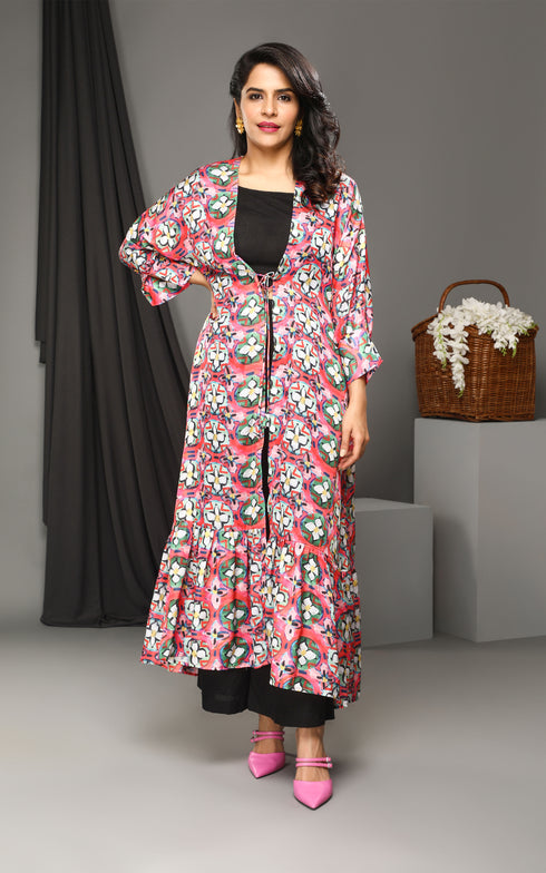 Floral Jacket Set Women Dress , Front View