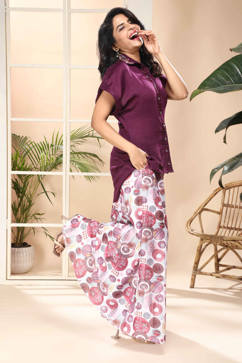 WINE SHIRT WITH KALI PANT