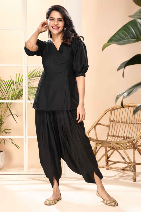 Black Dhoti/Top Women Dress , Front