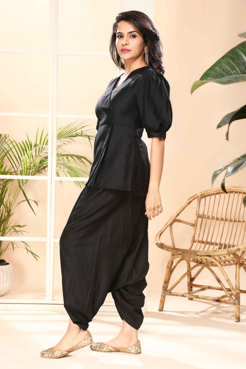 Black Dhoti/Top Women Dress , Side View