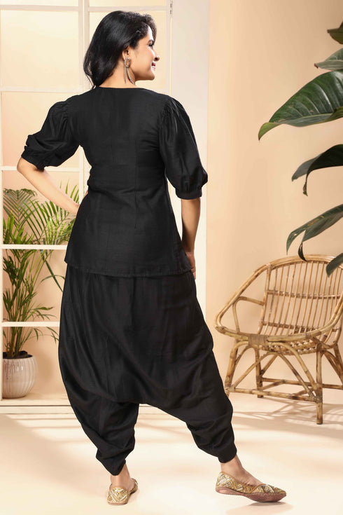 Black Dhoti/Top Women Dress , Back
