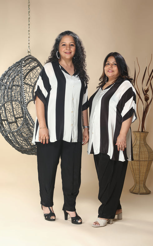 BLACK AND WHITE COORD SET