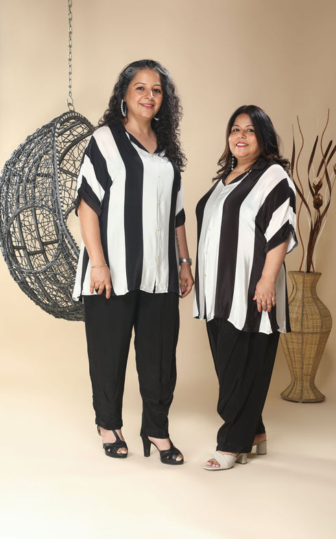 BLACK AND WHITE COORD SET