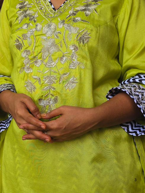 Lime Green Embroidered Farsi Suit Set