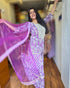 Purple Paisley Printed Cotton Kurta with Tiered Skirt