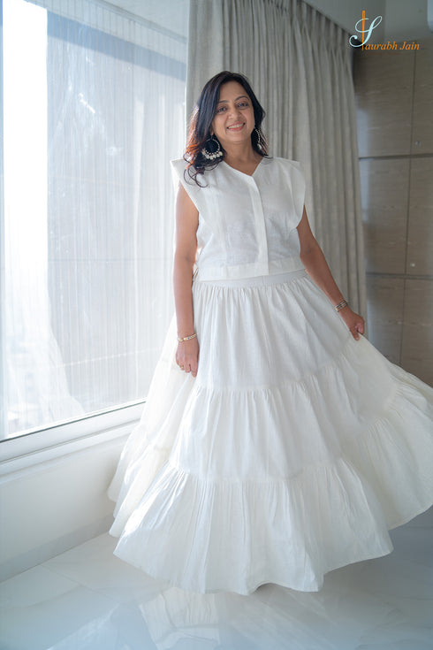 White Skirt/Top Women Dress , Front view