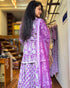 Purple Paisley Printed Cotton Kurta with Tiered Skirt