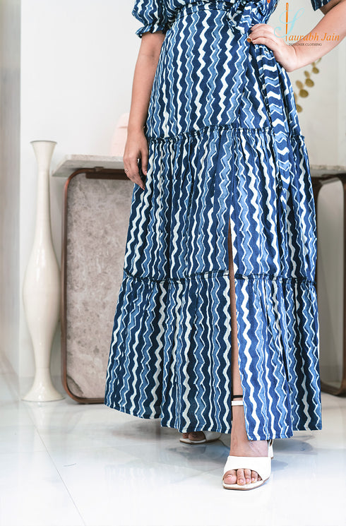 Indigo Wrap Around Women Dress , Close Bottom View