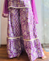 Purple Paisley Printed Cotton Kurta with Tiered Skirt