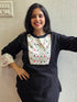 Women's Black Printed Kurta with Checkered Patiala Pant Co-ord Set