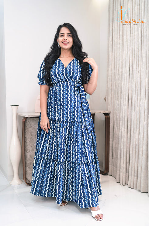 Indigo Wrap Around Women Dress , Full View
