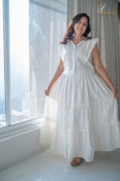 White Skirt/Top Women Dress , Full view