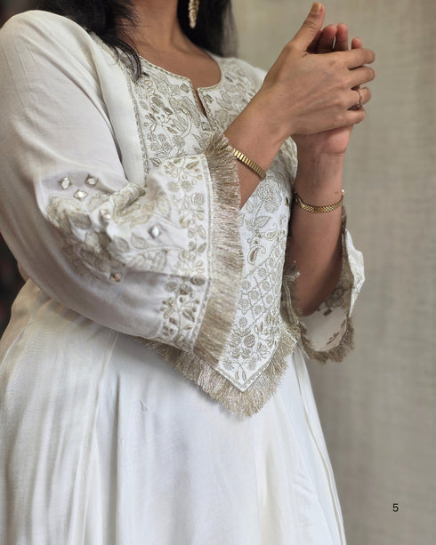 White Embroidered Dhoti Kurta Set