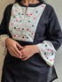 Women's Black Printed Kurta with Checkered Patiala Pant Co-ord Set