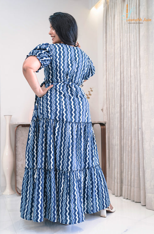 Indigo Wrap Around Women Dress , Back View