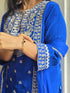Royal Blue Embroidered Kurta Set with Sharara & Dupatta